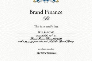 五粮液入围Brand Finance《2025年中国品牌价值500强》：品牌价值突破277亿美元 品牌强度稳居全球比较高
等级